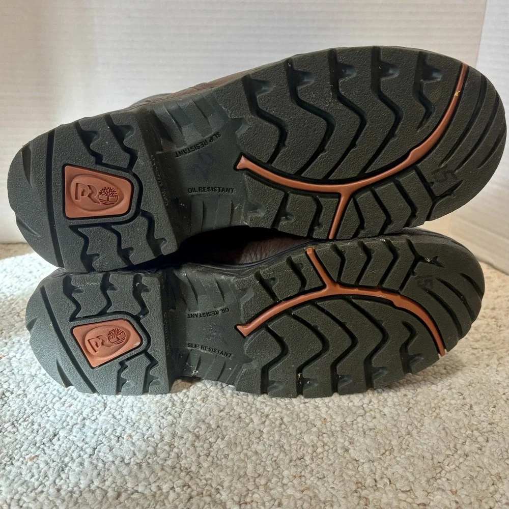 TIMBERLAND PRO Men's Leather Work Boots Size 7.5W Titan Safety Toe Powerfit - Picture 7 of 8